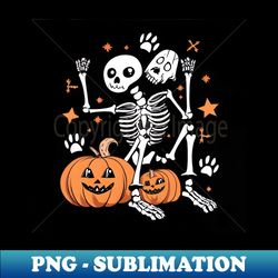 human skeleton sitting with dog skeleton halloween - Premium Sublimation Digital Download - Vibrant and Eye-Catching Typography
