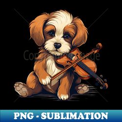Dog playing violin - PNG Transparent Sublimation Design - Instantly Transform Your Sublimation Projects
