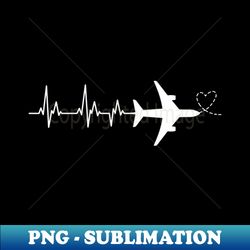 Cute Airplane Pilot Heartbeat - Sublimation-Ready PNG File - Capture Imagination with Every Detail