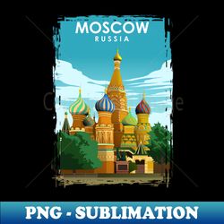 Moscow Russia Vintage Minimal Travel Poster - Creative Sublimation PNG Download - Fashionable and Fearless