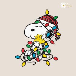 Snoopy And Woodstock Christmas Lights SVG Download