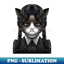 Wednesday Addams CAT - Premium PNG Sublimation File - Revolutionize Your Designs