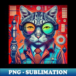 Cyber Purrspective - Retro PNG Sublimation Digital Download - Perfect for Sublimation Art