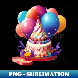 birthday cake with balloons - sublimation-ready png file - unleash your creativity