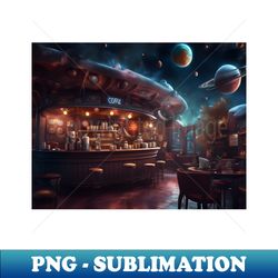 Vintage Space Coffee Shop - Creative Sublimation PNG Download - Stunning Sublimation Graphics