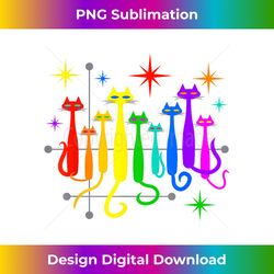 LGBTQ Pride Cats Vintage Retro Mid-Century Modern Style - Bespoke Sublimation Digital File - Rapidly Innovate Your Artistic Vision