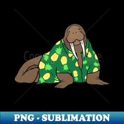 Walrus in Hawaiian shirt - green - PNG Sublimation Digital Download - Perfect for Sublimation Art