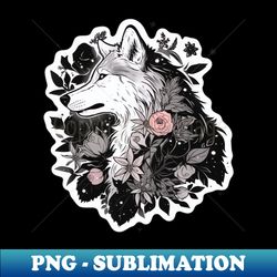 Pastel Goth Floral Wolf - PNG Transparent Sublimation Design - Add a Festive Touch to Every Day