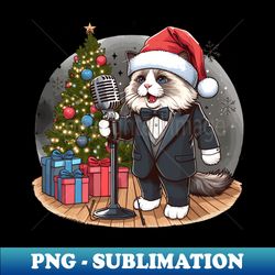 Singing Ragdoll Cat Christmas - Signature Sublimation PNG File - Create with Confidence