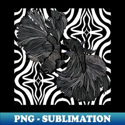 two betta fish on black and white pattern - professional sublimation digital download - perfect for sublimation art