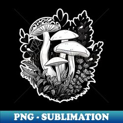 Black and White Gothic Mushrooms - Instant Sublimation Digital Download - Unleash Your Creativity