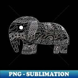 black elephant in kawaii mexican patterns ecopop - vintage sublimation png download - transform your sublimation creations
