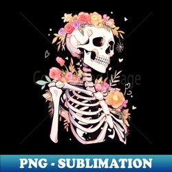 pastel Goth Cute Floral Skeleton - Vintage Sublimation PNG Download - Add a Festive Touch to Every Day
