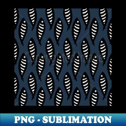 abstract black and white fish pattern dark blue - stylish sublimation digital download - vibrant and eye-catching typography