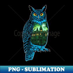 Halloween Owl with Haunted House - Instant Sublimation Digital Download - Perfect for Creative Projects