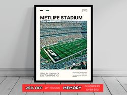 MetLife Stadium New York Jets Poster NFL Art NFL Stadium Poster Oil Painting Modern Art Travel Art -1