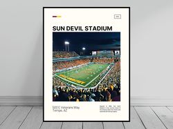 Sun Devil Stadium Arizona State Sun Devils Poster NCAA Stadium Poster Oil Painting Modern Art Travel