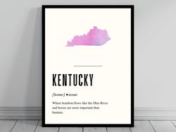 Funny Kentucky Definition Print  Kentucky Poster  Minimalist State Map  Watercolor State Silhouette  Modern Travel  Word
