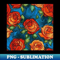 Van Gogh Roses 9 - Signature Sublimation PNG File - Perfect for Sublimation Mastery