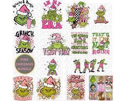 Retro Pink Christmas SVG PNG Bundle, pink Christmas png, Christmas Svg, christmas shirt design, Grinch bundle svg png