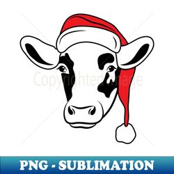Cow Reindeer Hat Santa Christmas Lights - Instant PNG Sublimation Download - Defying the Norms