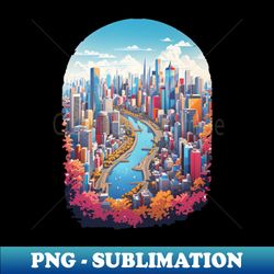 city landscape - vintage sublimation png download - fashionable and fearless