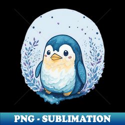 kawaii baby penguin watercolor - retro png sublimation digital download - capture imagination with every detail