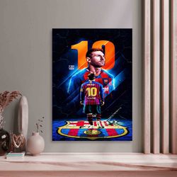 Lionel Messi World Cup Poster Canvas Wall Art, Messi Signature and World Cup Canvas, Football Cup Ready to Hang Football