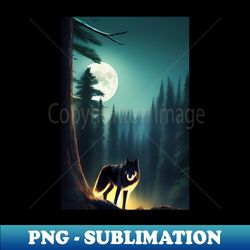 Wolf and Moon - Signature Sublimation PNG File - Fashionable and Fearless