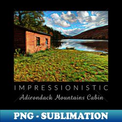 Impressionistic Adirondack Mountains Cabin - Signature Sublimation PNG File - Perfect for Creative Projects