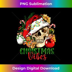 retro christmas vibes skeleton skull santa hat xmas pajamas long sleeve - urban sublimation png design - ideal for imaginative endeavors