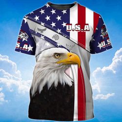 Eagle American Flag Pattern T-Shirt: Patriotic 3D Shirt for Eagle Lovers
