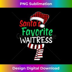 Santa's Favorite Waitress Christmas Santa Red Plaid Claus Long Sleeve - Artisanal Sublimation PNG File - Ideal for Imaginative Endeavors
