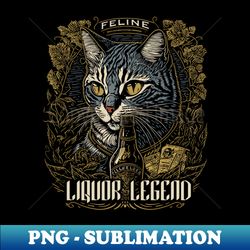 Feline Liquor Legend - PNG Transparent Sublimation Design - Bring Your Designs to Life
