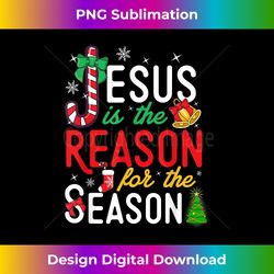 Jesus Is The Reason For Christmas Christian Xmas Stocking - Sublimation-Optimized PNG File - Lively and Captivating Visuals