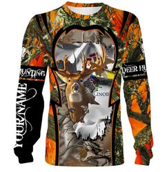 Illinois Deer Hunting Orange Camo All Over Print Shirts, Personalized Deer Hunting Gifts FEB21 &8211 IPHW659