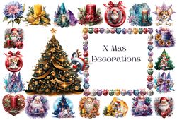Christmas decoration PNG, Christmas clipart sublimation, Holiday decoration graphics,Xmas clip art,