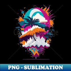 graphic illustration Palm Tree and Atomic Blast Cloud - Retro PNG Sublimation Digital Download - Revolutionize Your Designs