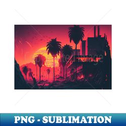 80s miami house on the backdrop of a synthwave sun - exclusive sublimation digital file - stunning sublimation graphics