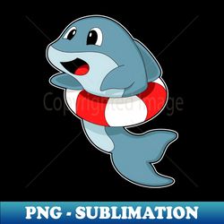 Dolphin at Swimming with Swim ring - Sublimation-Ready PNG File - Bold & Eye-catching