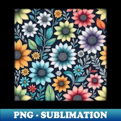 a colorful floral pattern on a dark background - High-Resolution PNG Sublimation File - Bring Your Designs to Life