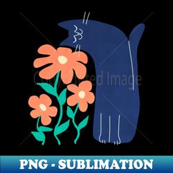 cat smelling flowers - PNG Transparent Sublimation File - Boost Your Success with this Inspirational PNG Download