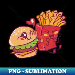 Burger and Fires - PNG Transparent Digital Download File for Sublimation - Unleash Your Creativity