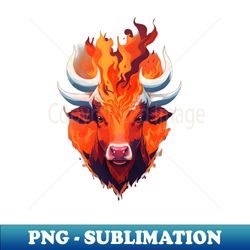 Fire Cow - High-Resolution PNG Sublimation File - Perfect for Personalization