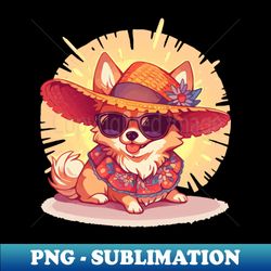A fancy Pomeranian puppy ready for the summer - Elegant Sublimation PNG Download - Enhance Your Apparel with Stunning Detail