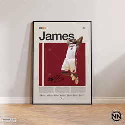 Lebron James Poster, Miami Heat Poster, NBA Poster, Sports Poster, Mid Century Modern, NBA Fans, Basketball Gift, Sports