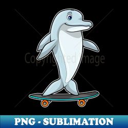 Dolphin as Skater with Skateboard - PNG Transparent Sublimation Design - Add a Festive Touch to Every Day