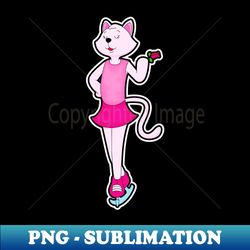 Cat at Ice skating with Flower - PNG Sublimation Digital Download - Defying the Norms