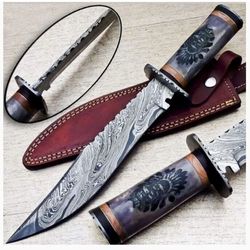 customer handmade Damascus steel hunting knife