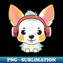 Cute little dog wearing a headphones listening to music - Trendy Sublimation Digital Download - Bold & Eye-catching